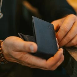 Lucleon California | Small Black Leather Wallet -MEN WALLETS store 10549 wallet