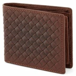 MEN WALLETS store 42 Collin Rowe Brown Woven Leather Wallet