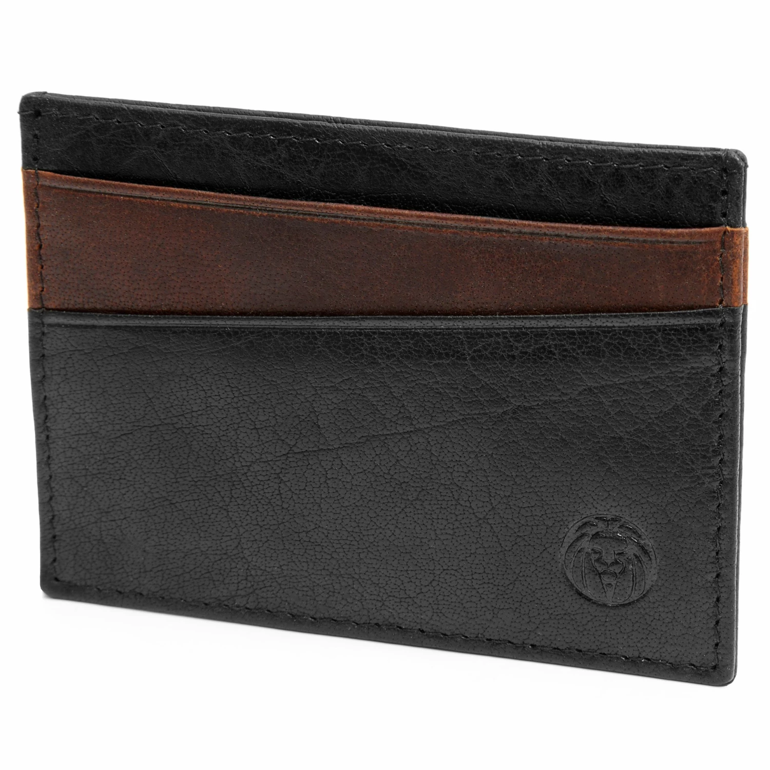 Lucleon Montreal | Mini Black & Tan RFID Leather Card Holder 2 Lucleon Montreal | Mini Black & Tan RFID Leather Card Holder - Image 2