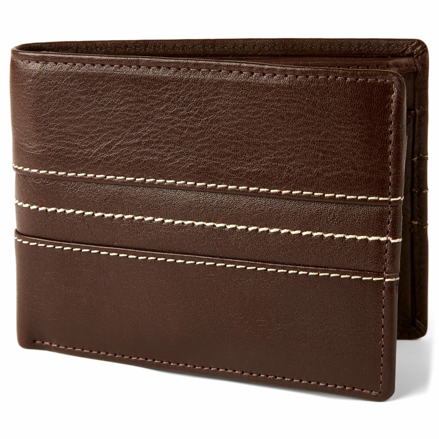 Lucleon Triple Stitched Brown Leather Wallet 1 Lucleon Triple Stitched Brown Leather Wallet