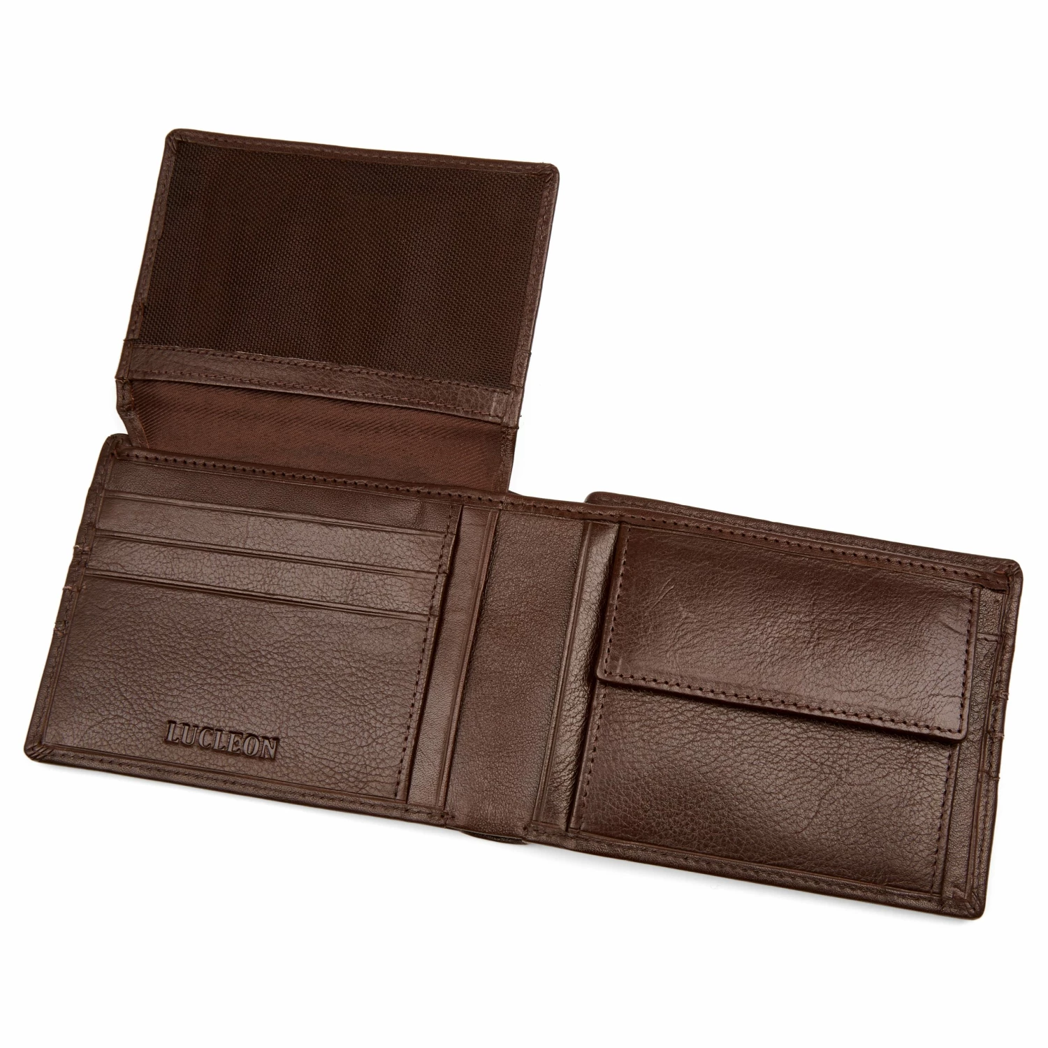 Lucleon Triple Stitched Brown Leather Wallet 2 Lucleon Triple Stitched Brown Leather Wallet - Image 2
