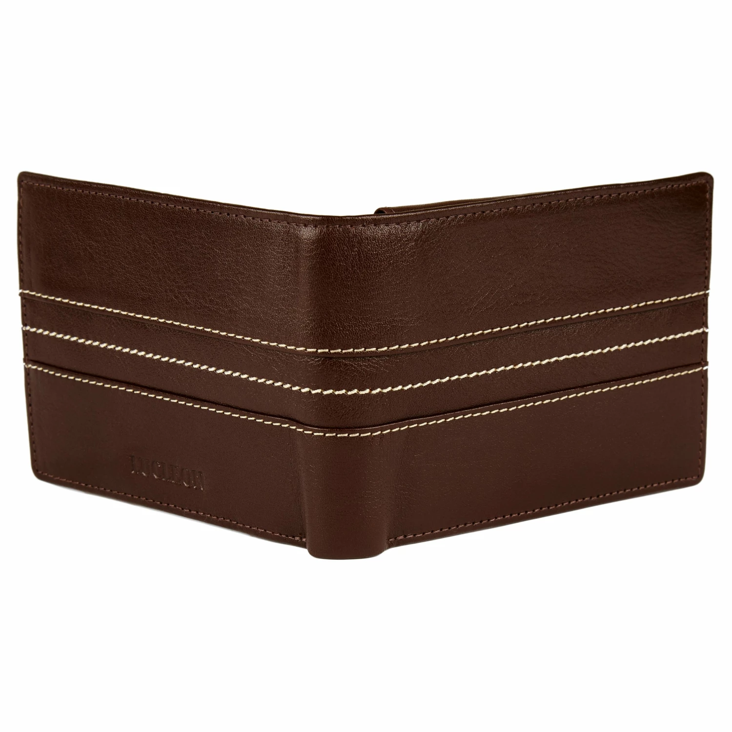 Lucleon Triple Stitched Brown Leather Wallet 3 Lucleon Triple Stitched Brown Leather Wallet - Image 3