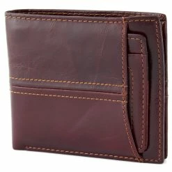 MEN WALLETS store 48 Collin Rowe Double Stitched Brown Bi-Fold Leather Wallet
