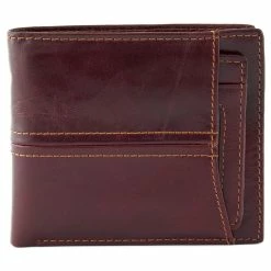 Collin Rowe Double Stitched Brown Bi-Fold Leather Wallet -MEN WALLETS store 12571 03 scaled