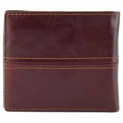 Collin Rowe Double Stitched Brown Bi-Fold Leather Wallet -MEN WALLETS store 12571 04 scaled