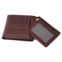 Collin Rowe Double Stitched Brown Bi-Fold Leather Wallet -MEN WALLETS store 12571 05 scaled