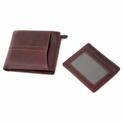 Collin Rowe Double Stitched Brown Bi-Fold Leather Wallet -MEN WALLETS store 12571 06 scaled