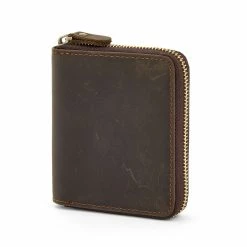 MEN WALLETS store 38 Collin Rowe Brown Leather Zip Wallet