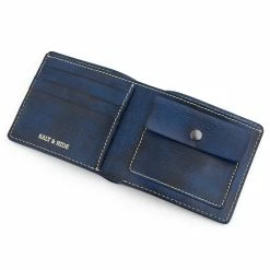 Salt & Hide Blue Bi-Fold Leather Wallet -MEN WALLETS store 18 7 1 scaled