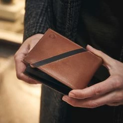 Lucleon Lincoln | Tan & Dark-Brown Leather RFID-Blocking Wallet -MEN WALLETS store 18138 1 scaled