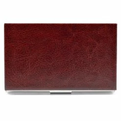 Fort Tempus Brown Faux Leather & Stainless Steel Card Holder