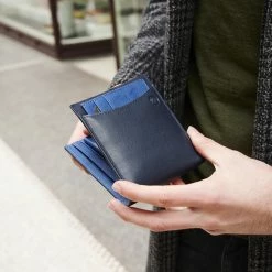 Lucleon Lincoln Navy & Cobalt-Blue Leather RFID-Blocking Wallet & Card Holder -MEN WALLETS store 18757 1 scaled