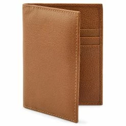 Lucleon Tan Leather RFID-Blocking Card Holder Wallet