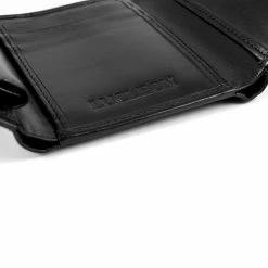Lucleon Black Leather Trifold Wallet -MEN WALLETS store 2 3 4 10