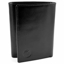 Lucleon Black Leather Trifold Wallet