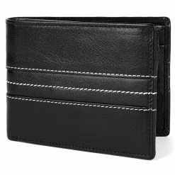 Lucleon Triple Stitched Black Leather Wallet