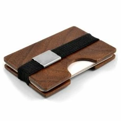 Collin Rowe Walnut Wood Cardholder -MEN WALLETS store 3 2 1 2