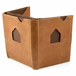 Exentri Tan Leather Card Holder With RFID Blocker -MEN WALLETS store 3 3 73