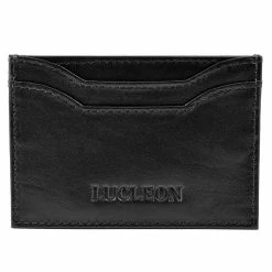 Lucleon Black Leather Card Holder With RFID Blocker