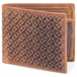 Collin Rowe Tan Weave Leather Wallet