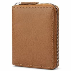 Lucleon Mini Tan Leather RFID-Blocking Wallet