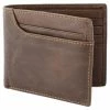 Collin Rowe Asymmetrical Brown Bi-Fold Leather Wallet