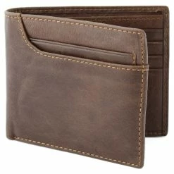 MEN WALLETS store 28 Collin Rowe Asymmetrical Brown Bi-Fold Leather Wallet
