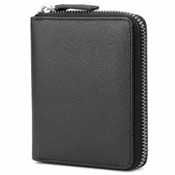 Lucleon Mini Black Leather RFID-Blocking Wallet