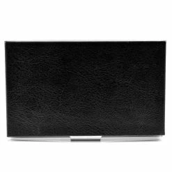 Fort Tempus Black Leather & Stainless Steel Card Holder -MEN WALLETS store 54 2 6