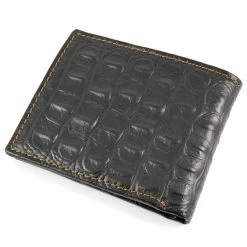 Collin Rowe Black Leather & Alligator Skin Patterned Wallet -MEN WALLETS store 6 2 32