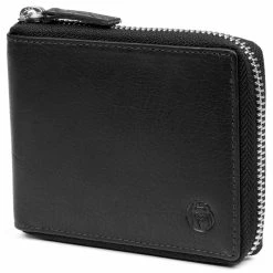 MEN WALLETS store 26 Lucleon Montreal | Zip-Lined Black RFID Leather Wallet