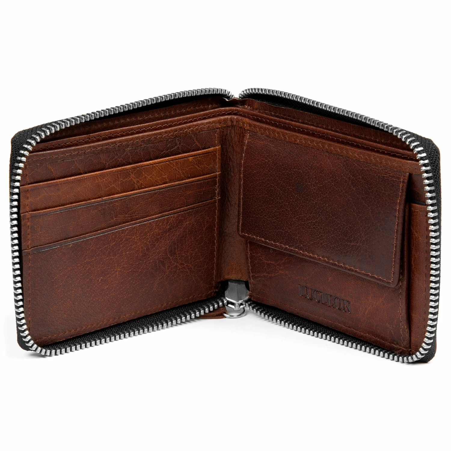 Lucleon Montreal | Zip-Lined Tan RFID Leather Wallet 3 Lucleon Montreal | Zip-Lined Tan RFID Leather Wallet - Image 3
