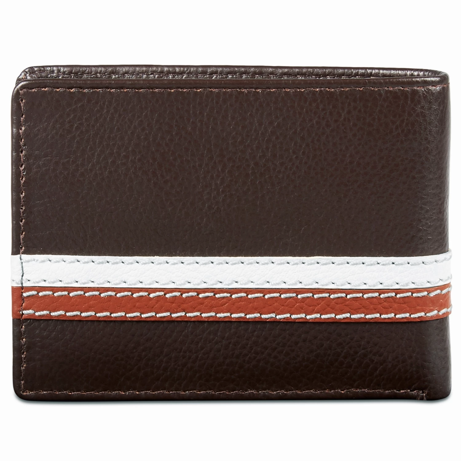 Lucleon Brown Leather RFID Wallet With White & Tan Stripes 5 Lucleon Brown Leather RFID Wallet With White & Tan Stripes - Image 5