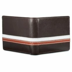 Lucleon Brown Leather RFID Wallet With White & Tan Stripes 9 Lucleon Brown Leather RFID Wallet With White & Tan Stripes -MEN WALLETS store 8 4 copy 3