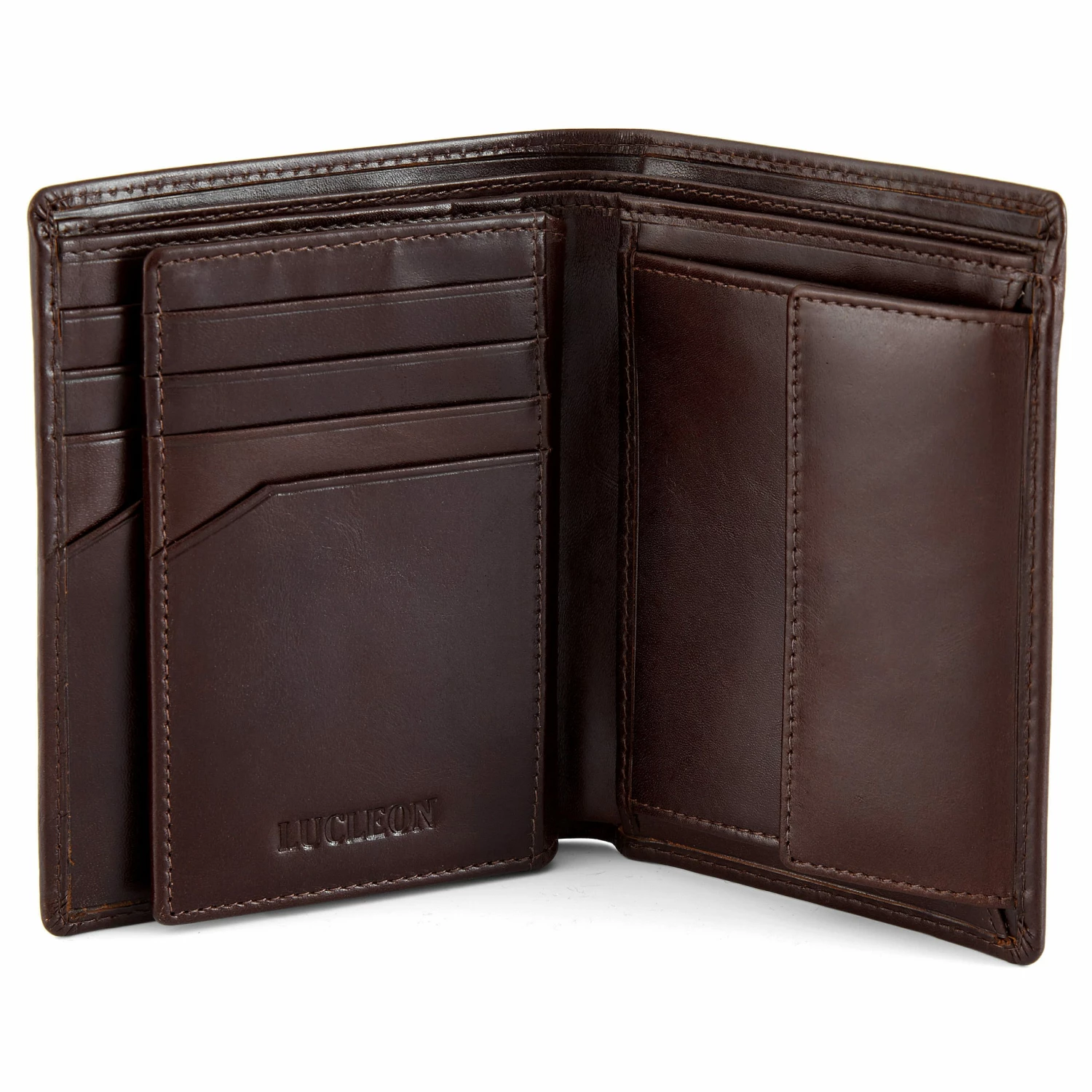 Lucleon Large Dark Brown Leather Wallet 5 Lucleon Large Dark Brown Leather Wallet - Image 5