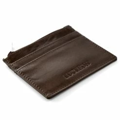 Lucleon Brown Leather Multi Zip Card Holder With RFID Blocker -MEN WALLETS store CA33 1