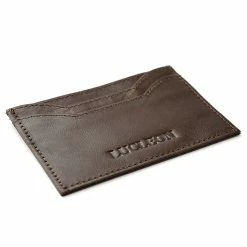Lucleon Brown Leather Card Holder With RFID Blocker -MEN WALLETS store CA39