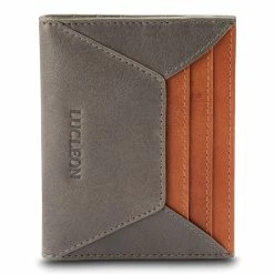 Lucleon Lincoln | Grey & Tan Leather RFID-Blocking Card Holder -MEN WALLETS store Colour collection 2 5