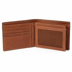 Lucleon Lincoln | Tan & Red Stripe Leather RFID-Blocking Wallet -MEN WALLETS store Lindtanred5 scaled