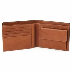 Lucleon Lincoln | Tan & Red Stripe Leather RFID-Blocking Wallet -MEN WALLETS store Lindtanred6 scaled