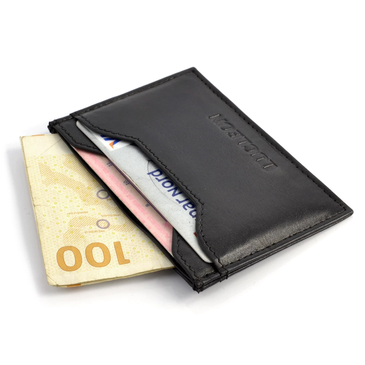 Lucleon Black Leather Card Holder With RFID Blocker 2 Lucleon Black Leather Card Holder With RFID Blocker - Image 2