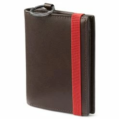 Lucleon Lincoln | Dark-Brown Leather RFID-Blocking Wallet with Keyring