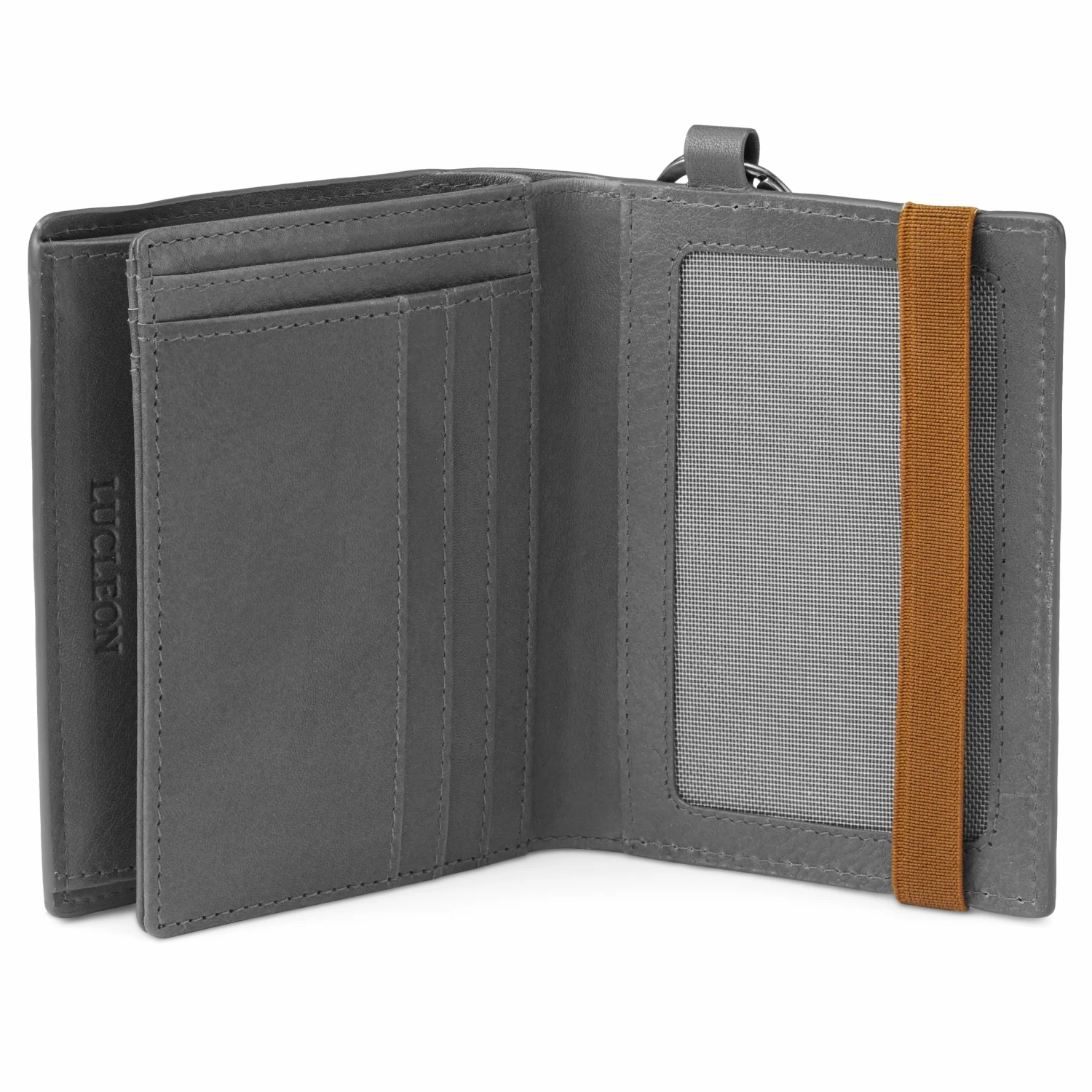 Lucleon Lincoln | Grey Leather RFID-Blocking Wallet with Keyring 5 Lucleon Lincoln | Grey Leather RFID-Blocking Wallet with Keyring - Image 5