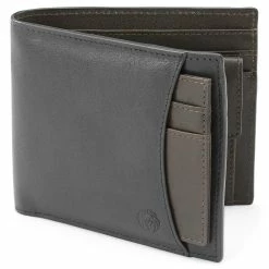 Lucleon Lincoln Black & Dark-Brown Leather RFID-Blocking Wallet & Card Holder