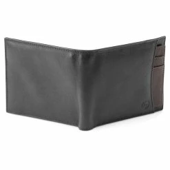 Lucleon Lincoln Black & Dark-Brown Leather RFID-Blocking Wallet & Card Holder -MEN WALLETS store linblk5 scaled
