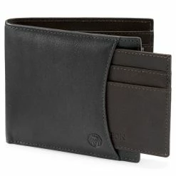 Lucleon Lincoln Black & Dark-Brown Leather RFID-Blocking Wallet & Card Holder -MEN WALLETS store linblk6