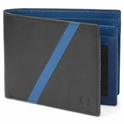 Lucleon Lincoln | Black & Blue Leather RFID-Blocking Wallet