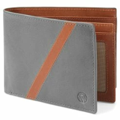 Lucleon Lincoln | Grey & Tan Leather RFID-Blocking Wallet