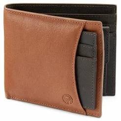 Lucleon Lincoln Tan & Dark-Brown Leather RFID-Blocking Wallet & Card Holder