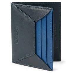 Lucleon Lincoln | Black & Blue Leather RFID-Blocking Card Holder